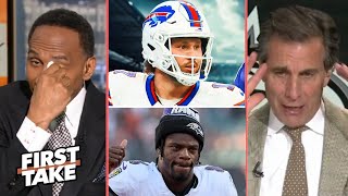 FIRST TAKE  quotJosh Allen is so much better than Lamarquot  Mad Dog amp Stephen A break NFL MVP race [upl. by Nirre]