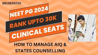 NEET PG 2024  CLOSING RANK UTO 30 K amp ABOVE II HOW TO MANAGE AIQ amp STATE COUNSELLINGneetpg2024 [upl. by Eustacia]