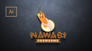 shawarma logo design how to create in adobe illustrator 2024 graphic designer combination logo [upl. by Annahsad184]