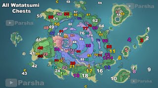 All 92 Watatsumi Island Chests Map  Guide [upl. by Rybma]