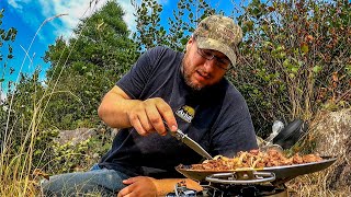 Cooking Tasty Newfoundland Moose Fry in the Woods amp Fishing for BIG Trout Ouananiche [upl. by Tnias]