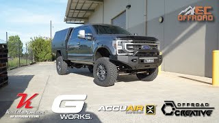 Kelderman Air Suspension Ford F250 Gworks Canopy Accuair Viair Fuel Offroad Kenda EC OFFROAD [upl. by Geoffrey]