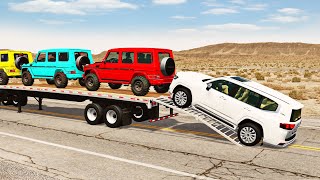 Flatbed Truck Mcqueen  Transportation with Truck  Pothole vs Car 211  BeamNGDrive [upl. by Anirtep]