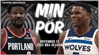 Minnesota Timberwolves vs Porrtland Trail Blazers Full Game Highlights  Nov 13  2025 NBA Season [upl. by Amri841]