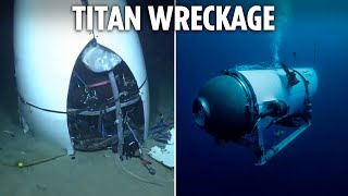 Chilling first video of mangled Titan submarine shows wreck after deadly implosion [upl. by Nnalyrehc]