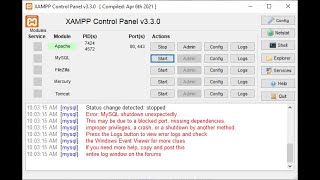 FIXED XAMPP Error MySQL shutdown unexpectedly  Repair Corrupted Database  XAMPP Bangla [upl. by Nalac300]