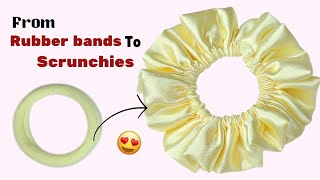 Turn Simple Rubber Bands into Trendy Scrunchies 🤩  DIY Rubber band Scrunchies  Shaheen DIY Tips [upl. by Atte]