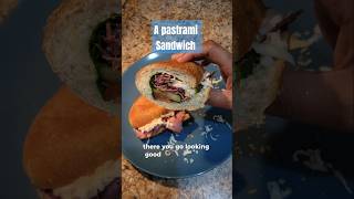 A Pastrami Sandwich sandwich pastrami meat bread veggie vegetables cheese easyrecipe shorts [upl. by Ydda]