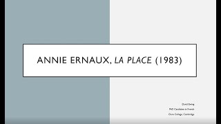 French La Place Annie Ernaux 1983  David Ewing University of Cambridge [upl. by Annoved655]