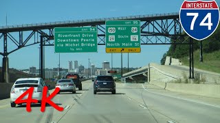 ⁴ᴷ Interstate 74Illini Expressway Peoria IL westbound 4K VIDEO [upl. by Enileda]