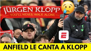 CONMOVEDOR Los aficionados del LIVERPOOL en ANFIELD LE CANTAN a JURGEN KLOPP PARA LLORAR  FA Cup [upl. by Nareik19]