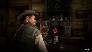 Red Dead Redemption 2  Beechers Hope Cabin Ambiance fire animals footsteps [upl. by Anahcra790]