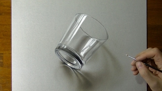 Drawing of a simple glass  How to draw 3D Art [upl. by Annasiul492]