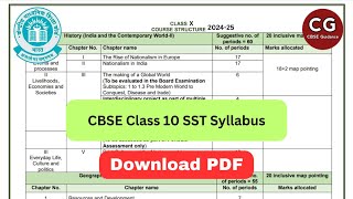 CBSE Class 10 Social Science Syllabus for 202425 Check Chapters and Download PDF [upl. by Nytsua324]