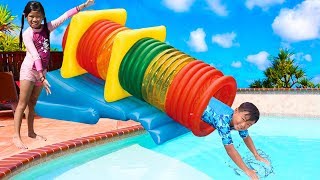 Emma Play with Fun Swimming Pool Tube Water Slide for Kids Video [upl. by Cort]