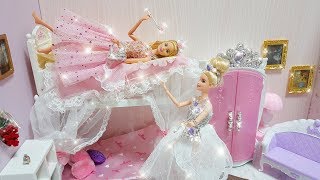 Twin Barbie Bunk Bed Morning Routine Dress up Gaun boneka Barbie Vestido de boneca [upl. by Bliss]