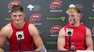 WKU FB QB Caden Veltkamp and WR Easton Messer  Toledo Postgame  92124 [upl. by Liemaj99]