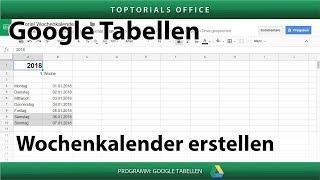 Dynamischen Wochenkalender erstellen Google Tabellen [upl. by Acie989]