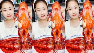 Red Shrimp  Seafood  Shrimp Brain  Show Eating yummy [upl. by Jovi]