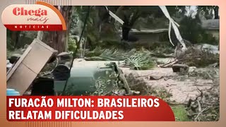 No meio do furacão Milton brasileiros nos EUA relatam dificuldades  Chega Mais Notícias 101024 [upl. by Nevet]