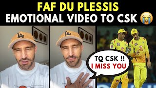 Faf Du Plessis EMOTIONAL VIDEO message to CSK fans after IPL 2022 Auction  Must Watch [upl. by Yerffej974]