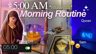 5AM MUSLIMAH MORNING ROUTINE 🎀  praying tahajjud reading quran journaling motivational routine [upl. by Felicdad346]