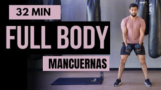 30 MIN FULL BODY con mancuernas INTENSO🔥 ejercicios con mancuernas en casa [upl. by Ahras]