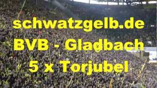 Dortmund  Gladbach 5 x Torjubel Stimmung Südtribüne Borussia BVB 50 [upl. by Koehler617]