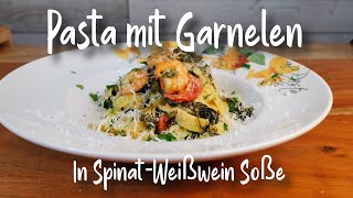 Pasta mit Garnelen in WeißweinSahnesoße  lecker und GELINGSICHER [upl. by Tavis257]