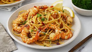 Spicy Garlic Prawn Pasta in 20 minutes  Quick amp Easy [upl. by Eyanaj]