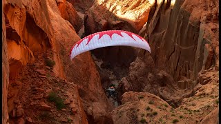 My Craziest Paramotor Flight EVER One Handed Through a Canyon [upl. by Nuahsal]