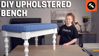 DIY Upholstered Bench How To Build Your Own  Builders Studio [upl. by Matthiew55]