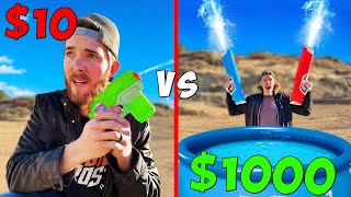 WORLDS STRONGEST SQUIRT GUN 10 vs 1000 Super Soakers Battle Royale Budget Challenge [upl. by Edylc]