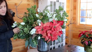 Using Poinsettias in a Fresh Cut Flower Arrangement 💗💐😍  Garden Answer [upl. by Hands110]