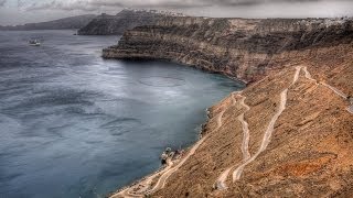 Santorini Spectacular cliff road to the port Athinios [upl. by Aip630]