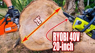 BIGGEST YET RYOBI 40V HP Brushless 20 inch Chainsaw Review RY405110 [upl. by Anaihr]