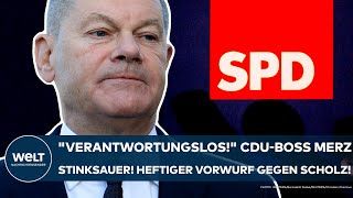 FRIEDRICH MERZ quotVerantwortungslosquot CDUBoss stinksauer Heftiger Vorwurf gegen Kanzler Olaf Scholz [upl. by Dyoll]