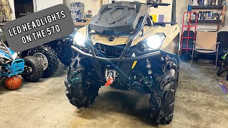 First Mod 2022 CanAm XMR Outlander 570 LED Headlights canam atv xmr570 [upl. by Bounds]