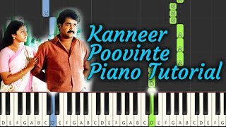 Kanneer Poovinte Piano Tutorial NOTES amp MIDI  Kireedam  Malayalam Song [upl. by Enieledam]