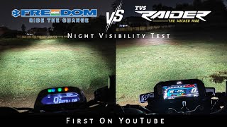 Bajaj Freedom 125 Vs TVS Raider 125cc  Headlight Comparison  Night Visibility Test [upl. by Stew147]