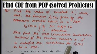 PDF to CDF Cumulative Distribution Function CDF Probability Density Function PDF CDF from PDF [upl. by Elahcar219]