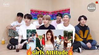 BTS Reaction to Girls attitude  Girls power  Indian Tiktok  PeachyGlosss [upl. by Tennek]