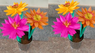 DIY Paper Flowers  Step by step Tutorial craft360 easycarft papercarft [upl. by Cattima144]