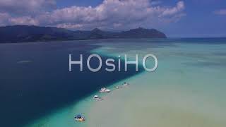 Aerial View of Kaneohe Yacht Club filmed by drone Kaneohe Bay Oahu Island Hawaii USA [upl. by Sotnas237]