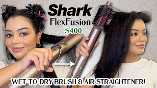 NEW Shark FlexFusion on Curly Hair 😱 WettoDry Brush amp Air Straightener in ONE  Worth Upgrading [upl. by Icul]