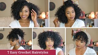 7 Easy Crochet Hairstyles  Freetress Ringlet Wand Curl  CocoaCurls87 [upl. by Kissiah982]