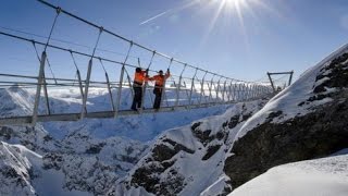 quotTitlis Cliff Walkquot Europes Highest Suspension Bridge in Switzerland [upl. by Hanahs]