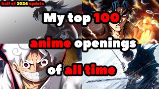 MY TOP 100 ANIME OPENING OF ALL TIME UPDATED [upl. by Arlon974]