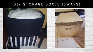 DIY Storage BoxHow to reuse cardboard box to storage box 3 Easy ways to decorate storage boxes [upl. by Airt]