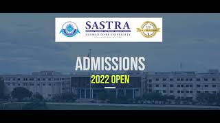 SASTRA University  Admissions 2022 Open  Apply UG amp PG [upl. by Tonjes871]